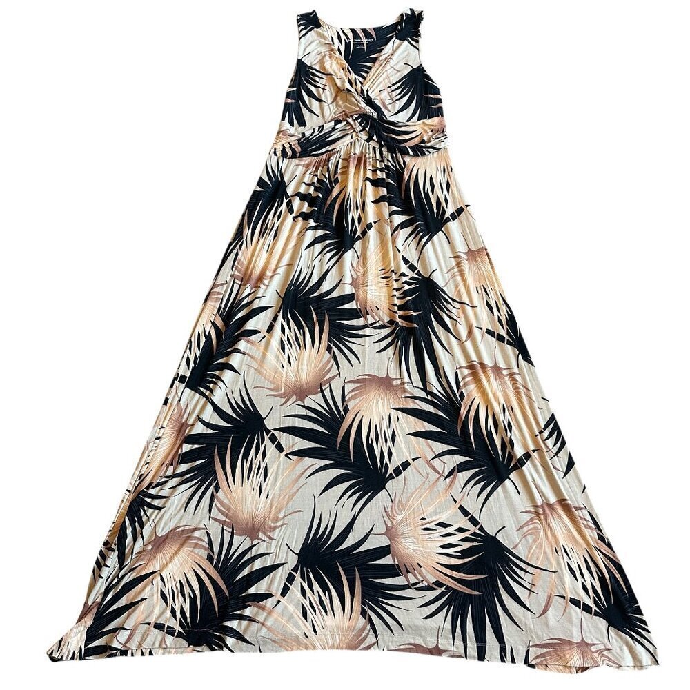Soft Surroundings Tropical Print Sleeveless Dress Neutral Size Medium Women's